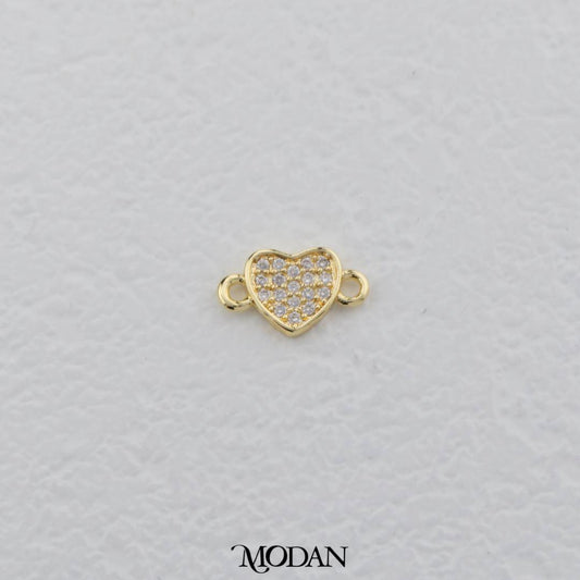Sparkling Mini Micro Paved Heart DIY Connector Liontin Hati Hypoallergenic Gold Filled