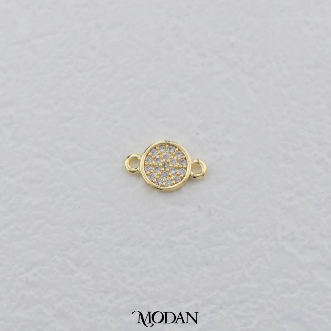Sparkling Mini Micro Paved Round DIY Connector Liontin Lingkaran Hypoallergenic Gold Filled