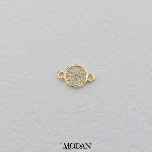 Sparkling Mini Micro Paved Round DIY Connector Liontin Lingkaran Hypoallergenic Gold Filled