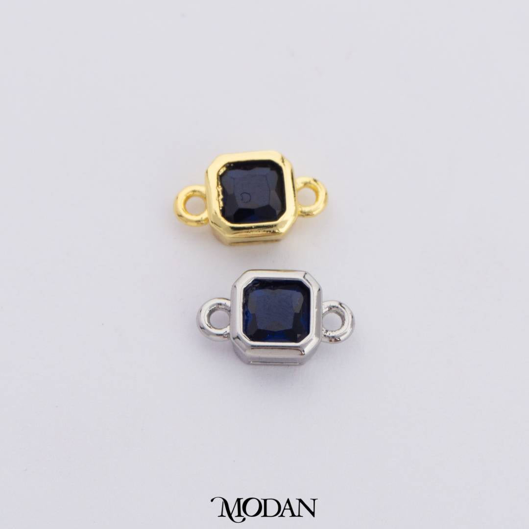 Colorful Plain Square Birthstone DIY Connector Liontin Bulan Lahir Warna-Warni Hypoallergenic Gold Filled