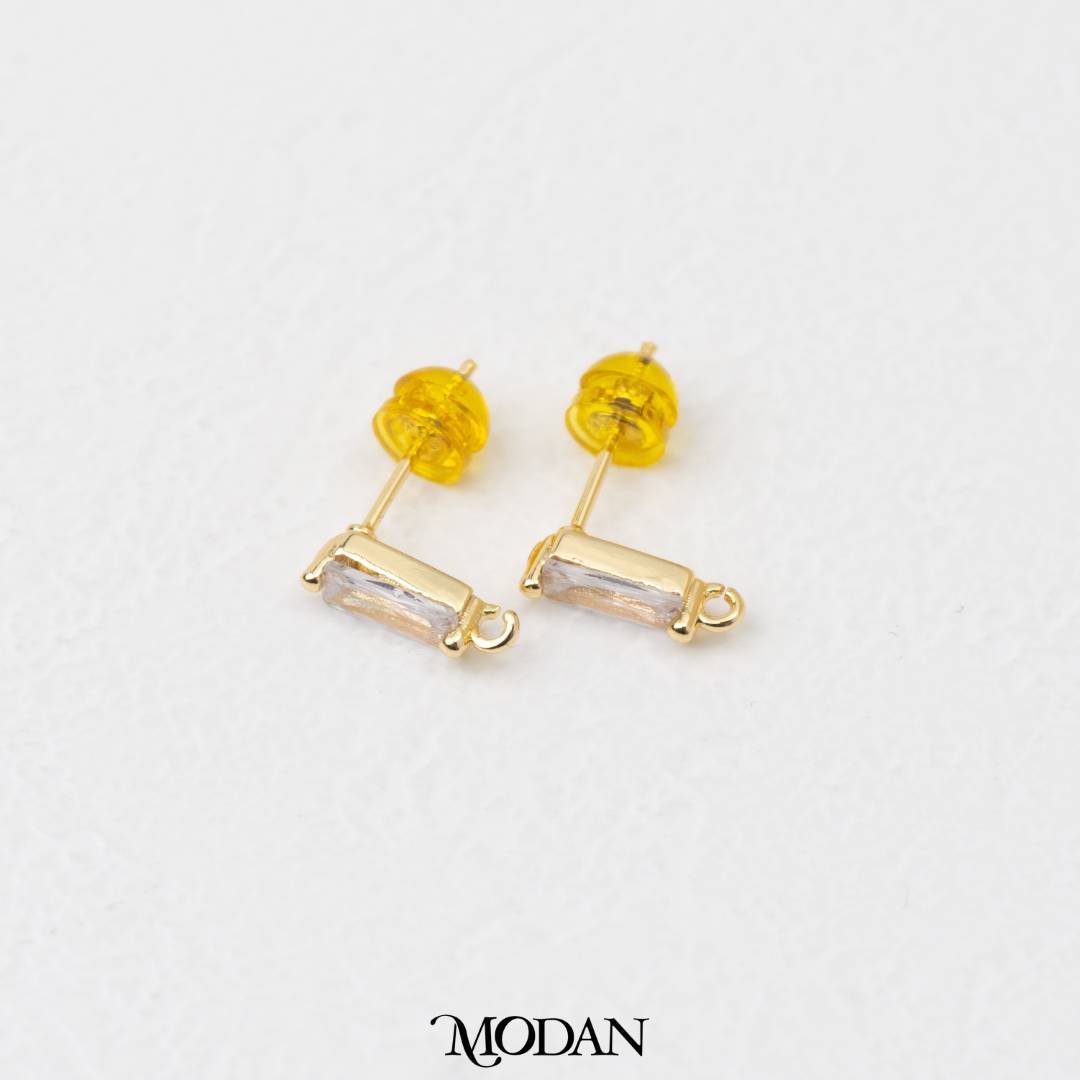 Mini Bagguette Stud Earring DIY Resin Earrings Findings Pengait Anting Tusuk Unfinished Hypoallergenic Gold Filled