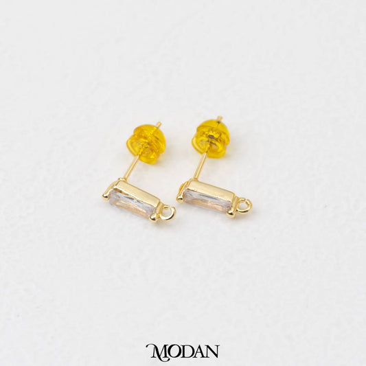 Mini Bagguette Stud Earring DIY Resin Earrings Findings Pengait Anting Tusuk Unfinished Hypoallergenic Gold Filled
