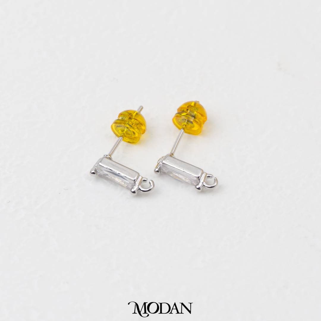 Mini Bagguette Stud Earring DIY Resin Earrings Findings Pengait Anting Tusuk Unfinished Hypoallergenic Gold Filled