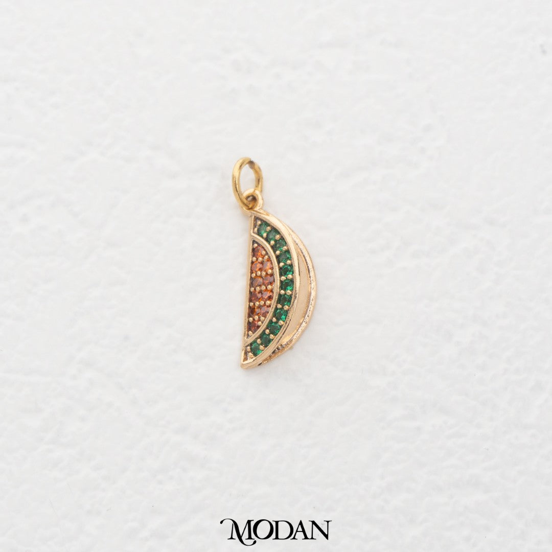Sparkling Watermelon Slice DIY Charm Liontin Potongan Buah Semangka Hypoallergenic Gold Filled