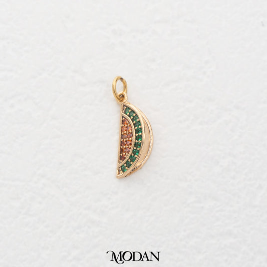 Sparkling Watermelon Slice DIY Charm Liontin Potongan Buah Semangka Hypoallergenic Gold Filled