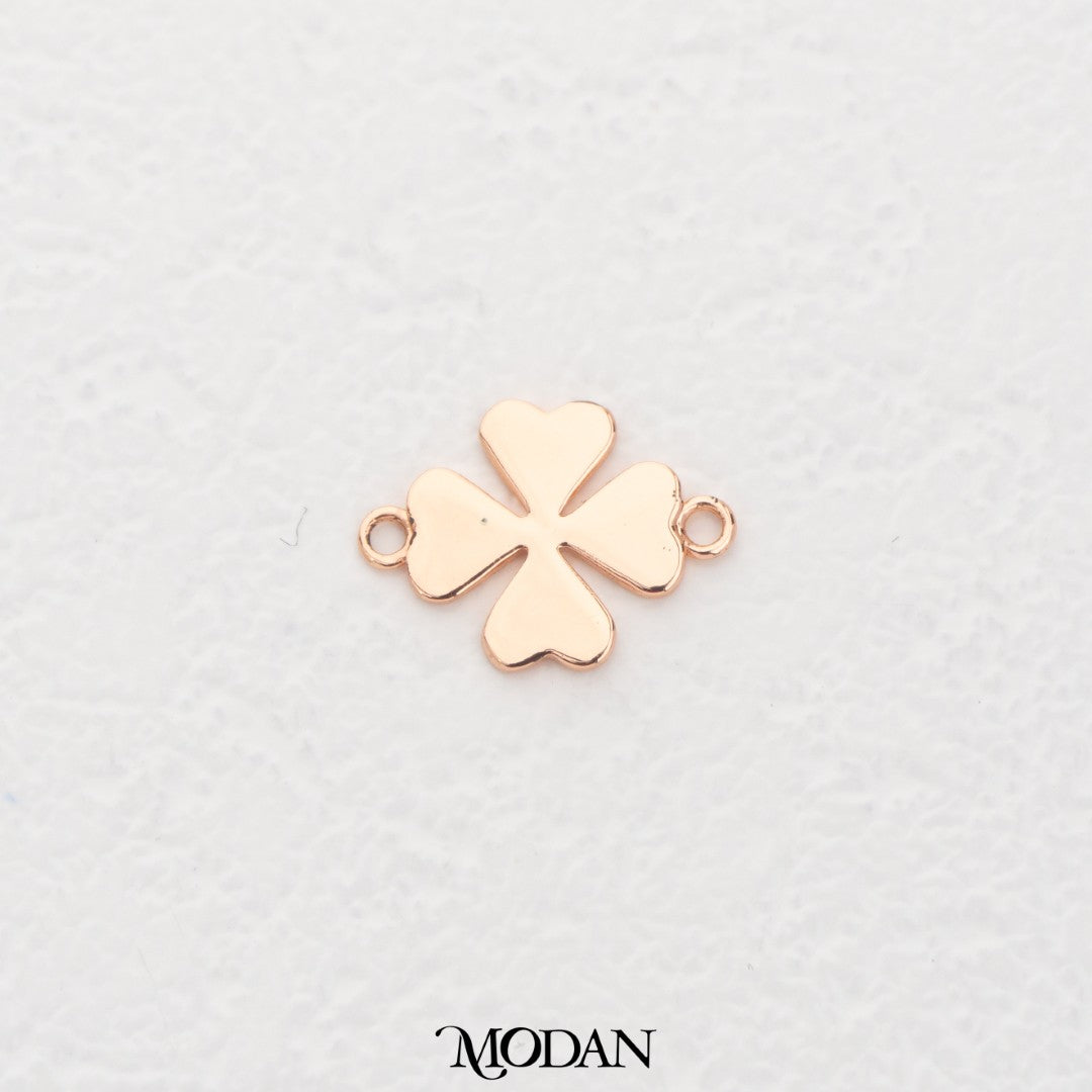 Plain Rosegold Clover DIY Connector Liontin Konektor Daun Semanggi Rosegold Hypoallergenic Gold Plated