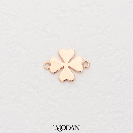 Plain Rosegold Clover DIY Connector Liontin Konektor Daun Semanggi Rosegold Hypoallergenic Gold Plated
