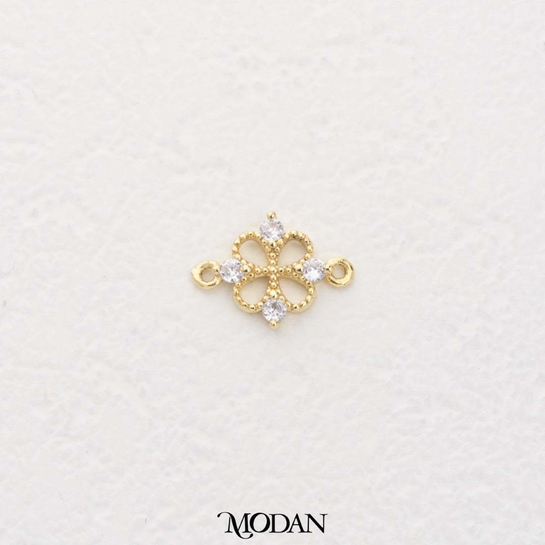 Sparkling Gold Lucky Clover DIY Connector Liontin Konektor Daun Semanggi Hypoallergenic Gold Filled