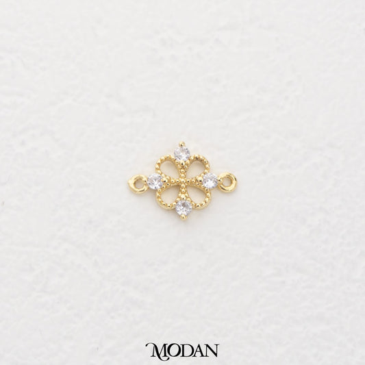 Sparkling Gold Lucky Clover DIY Connector Liontin Konektor Daun Semanggi Hypoallergenic Gold Filled