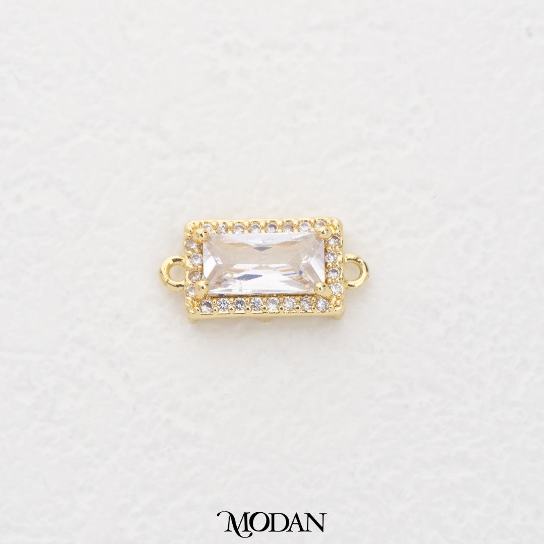 Dainty Micro Paved Rectangle DIY Connector Liontin Konektor Persegi Panjang Hypoallergenic Gold Filled