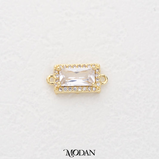 Dainty Micro Paved Rectangle DIY Connector Liontin Konektor Persegi Panjang Hypoallergenic Gold Filled