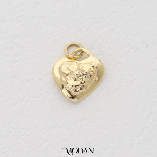 Textured Geometric Heart DIY Charm Liontin Hati Hypoallergenic Gold Filled