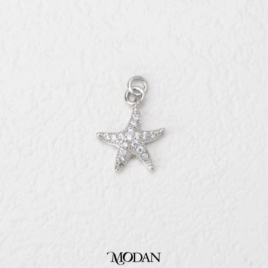 Sparkling Micro Pave Starfish Charm Liontin Bintang Laut Batuan Pasir Hypoallergenic Gold Filled
