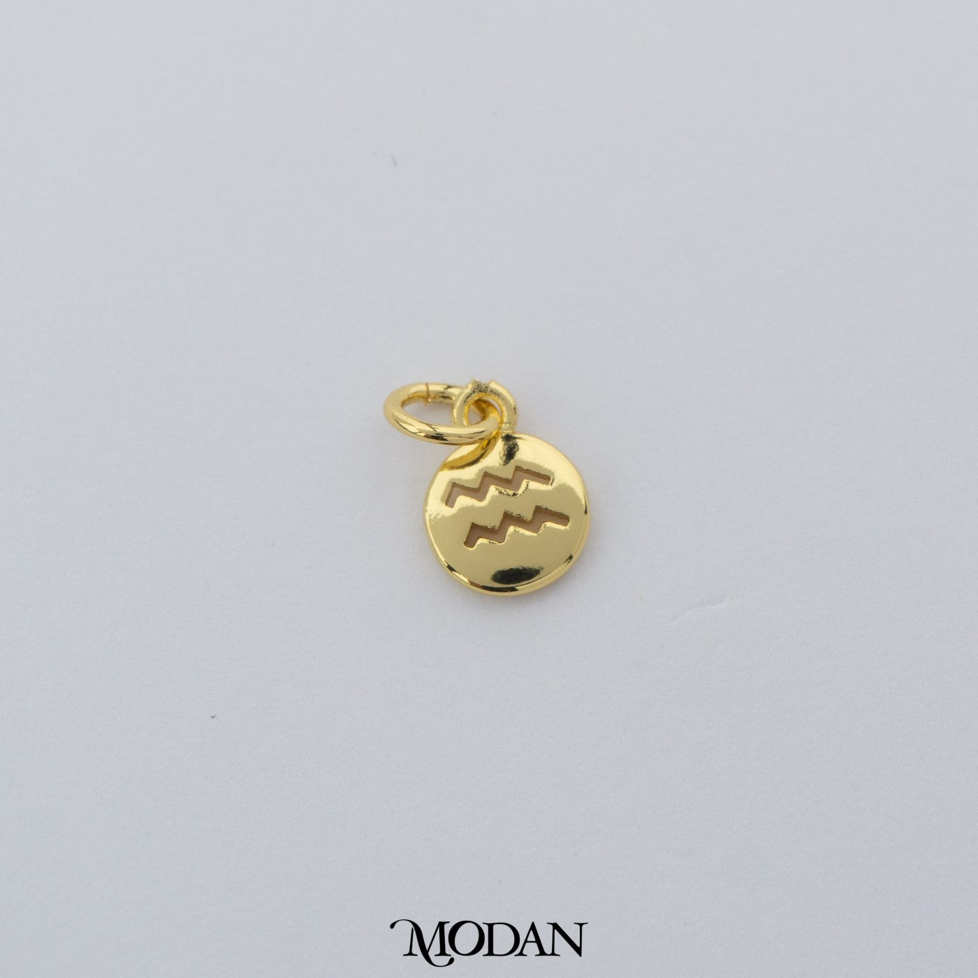 Mini Round Zodiac Sign Charm DIY Charm Liontin Kalung Logo Zodiak Bulat Polos Hypoallergenic Gold Filled