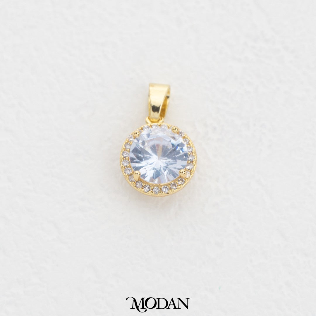 Sparkling Clear Round DIY Charm Liontin Pesta Bulat Hypoallergenic Gold Filled