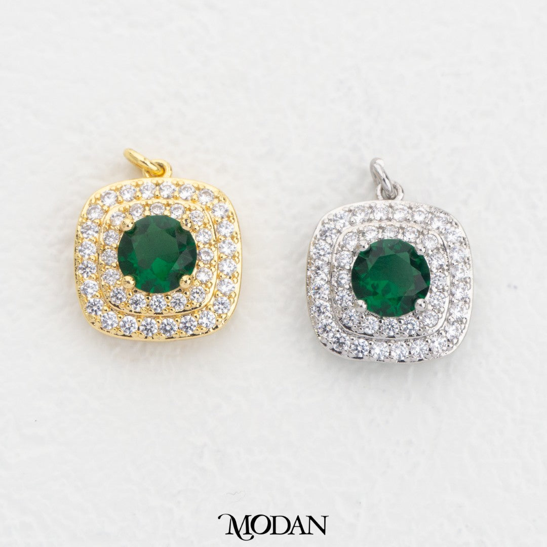 Cluster Colorful Square DIY Charm Liontin Kotak Pesta Warna Warni Hypoallergenic Gold Filled