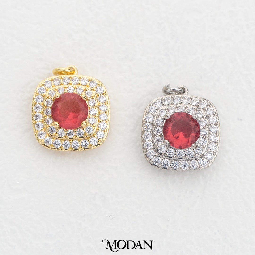 Cluster Colorful Square DIY Charm Liontin Kotak Pesta Warna Warni Hypoallergenic Gold Filled