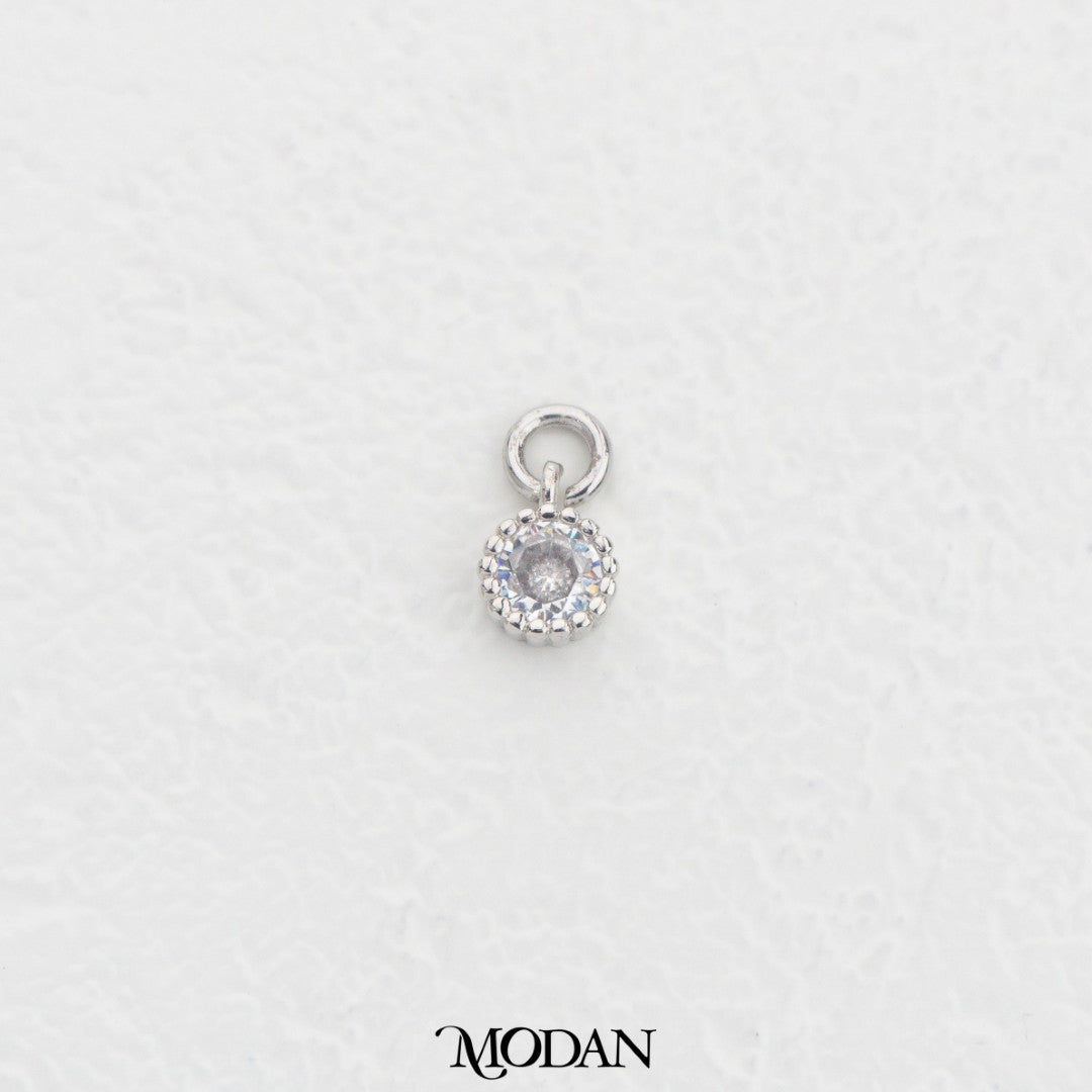 (7mm) Tiny Minimalist Round Zirconia Charm DIY Charm Liontin Bulat Kecil Hypoallergenic Gold Filled