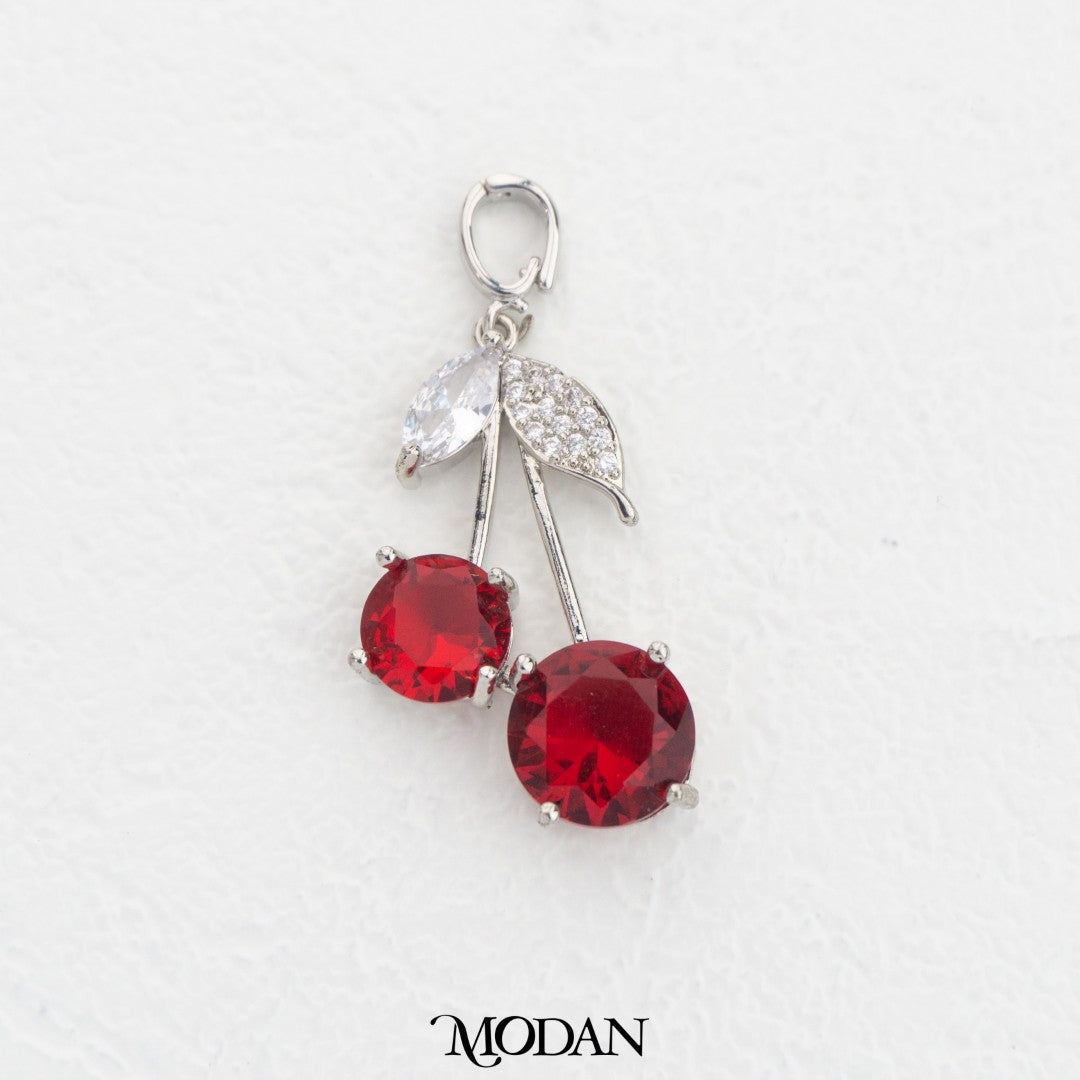 Chunky Ruby Red Cherry DIY Charm Liontin Buah Ceri Merah Besar Hypoallergenic Gold Filled