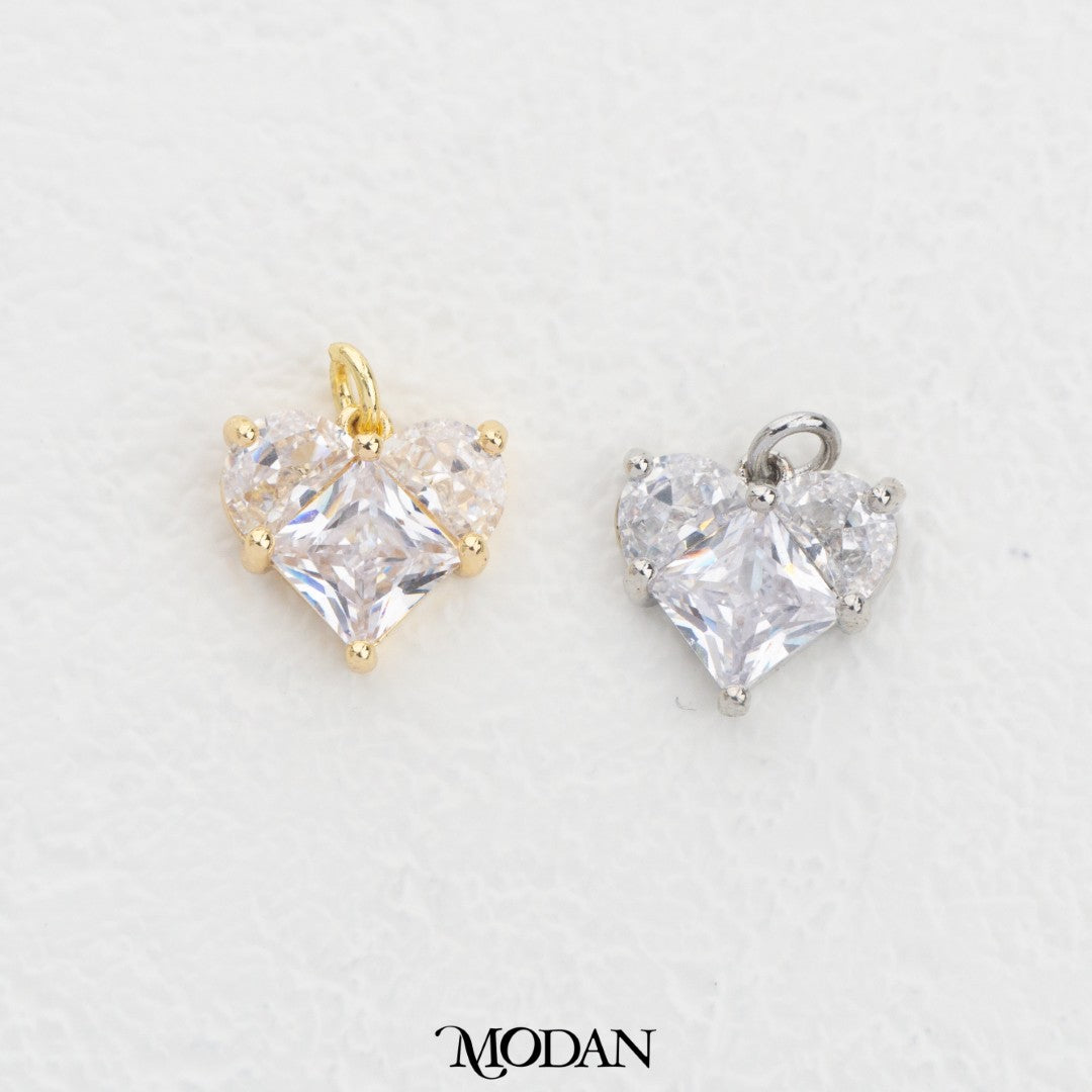 Sweet Colorful Heart DIY Charm Liontin Hati Warna Warni Hypoallergenic Gold Filled