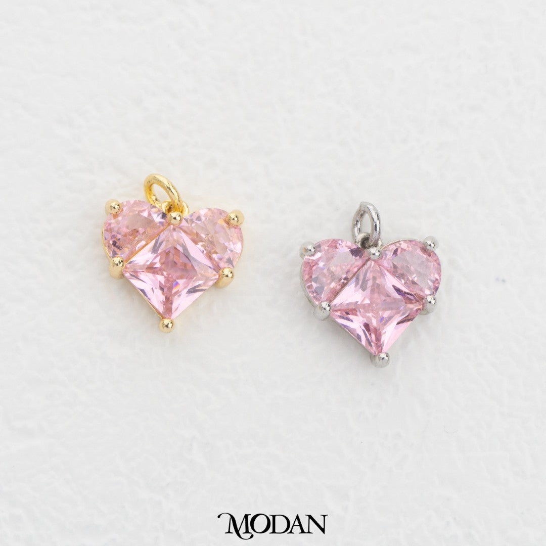 Sweet Colorful Heart DIY Charm Liontin Hati Warna Warni Hypoallergenic Gold Filled