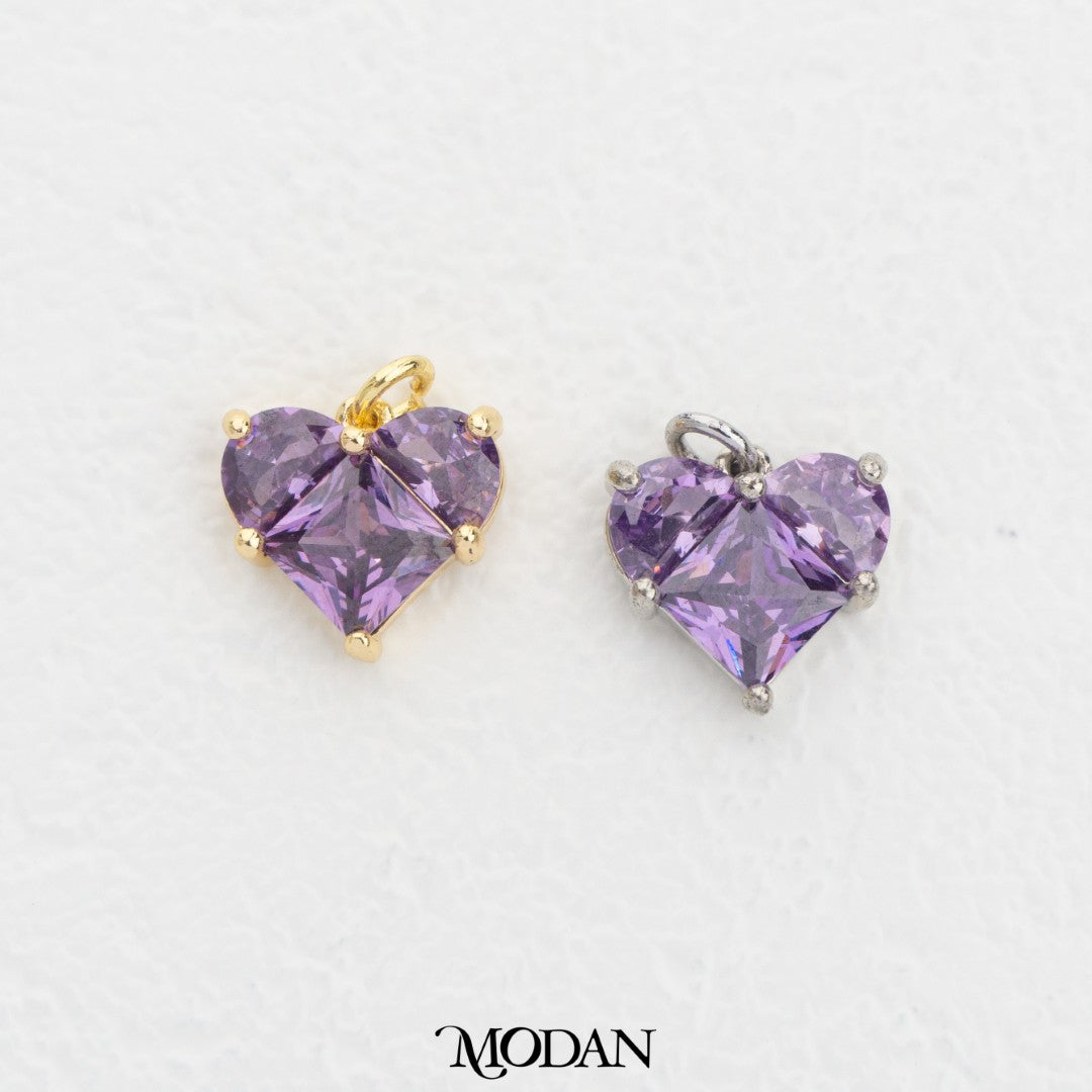 Sweet Colorful Heart DIY Charm Liontin Hati Warna Warni Hypoallergenic Gold Filled