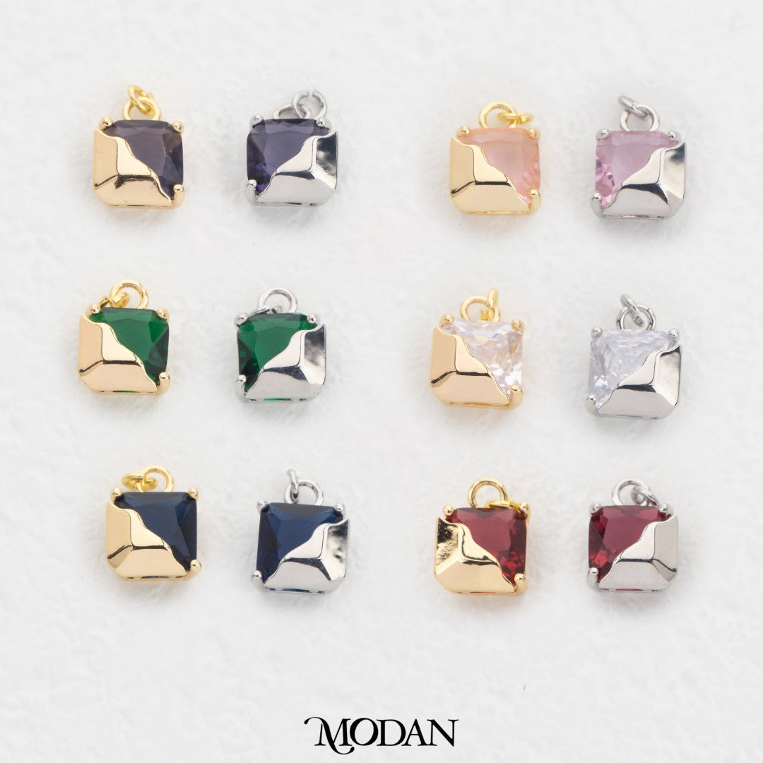 Colorful Square Molten DIY Charm Liontin Kotak Warna warni Hypoallergenic Gold Filled