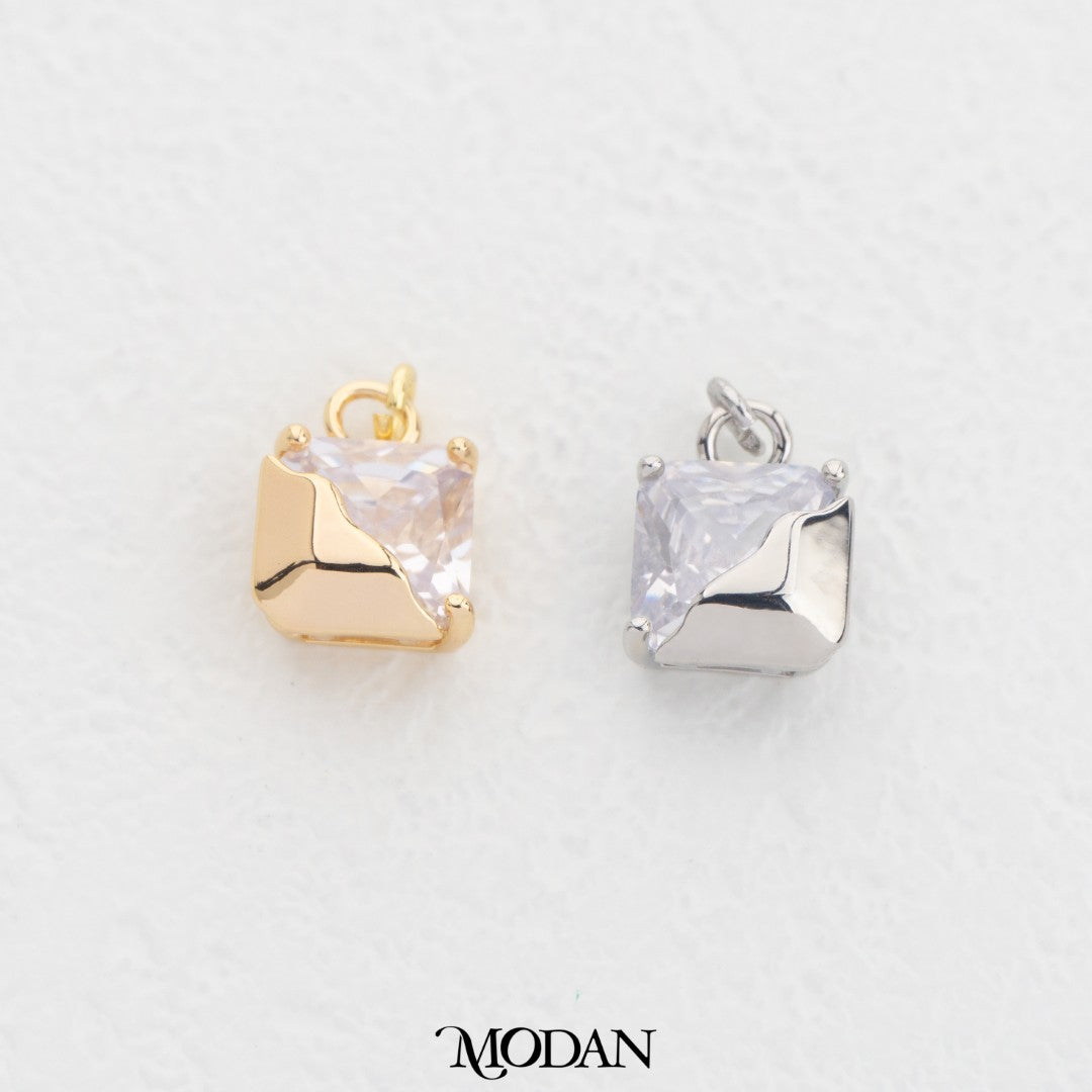 Colorful Square Molten DIY Charm Liontin Kotak Warna warni Hypoallergenic Gold Filled