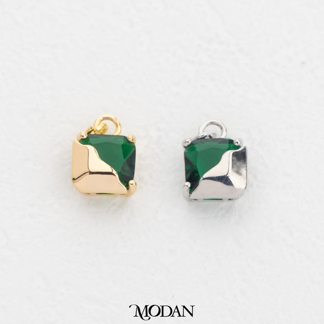 Colorful Square Molten DIY Charm Liontin Kotak Warna warni Hypoallergenic Gold Filled