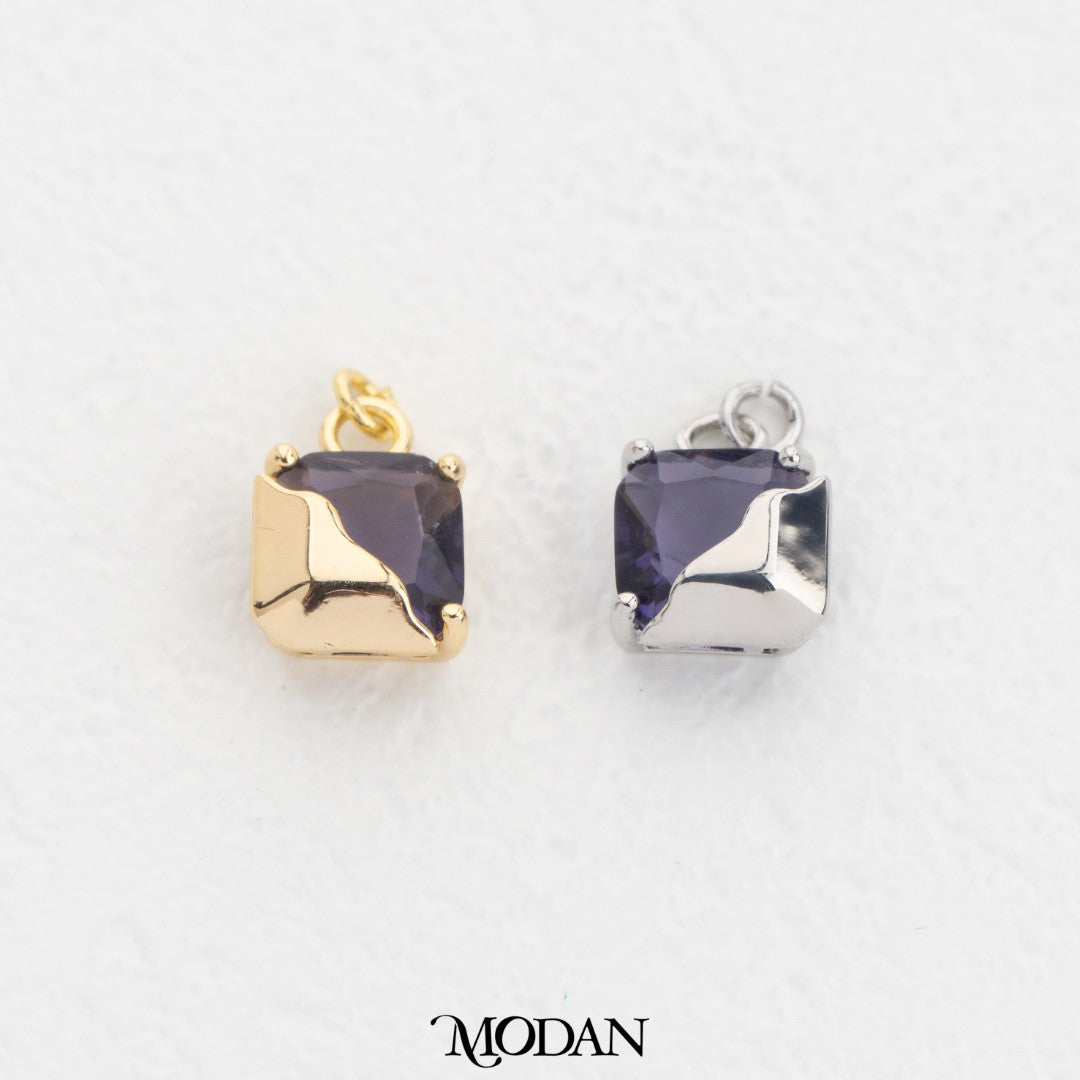 Colorful Square Molten DIY Charm Liontin Kotak Warna warni Hypoallergenic Gold Filled