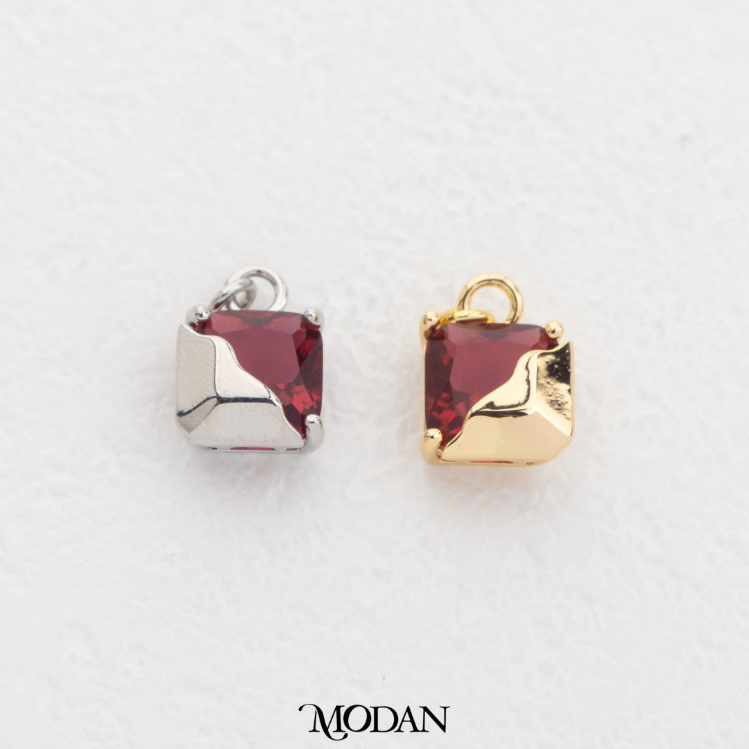 Colorful Square Molten DIY Charm Liontin Kotak Warna warni Hypoallergenic Gold Filled