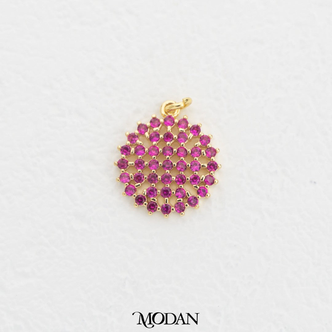 Colorful Geometric Circle DIY Charm Liontin Bulat Warna Warni Hypoallergenic Gold Filled
