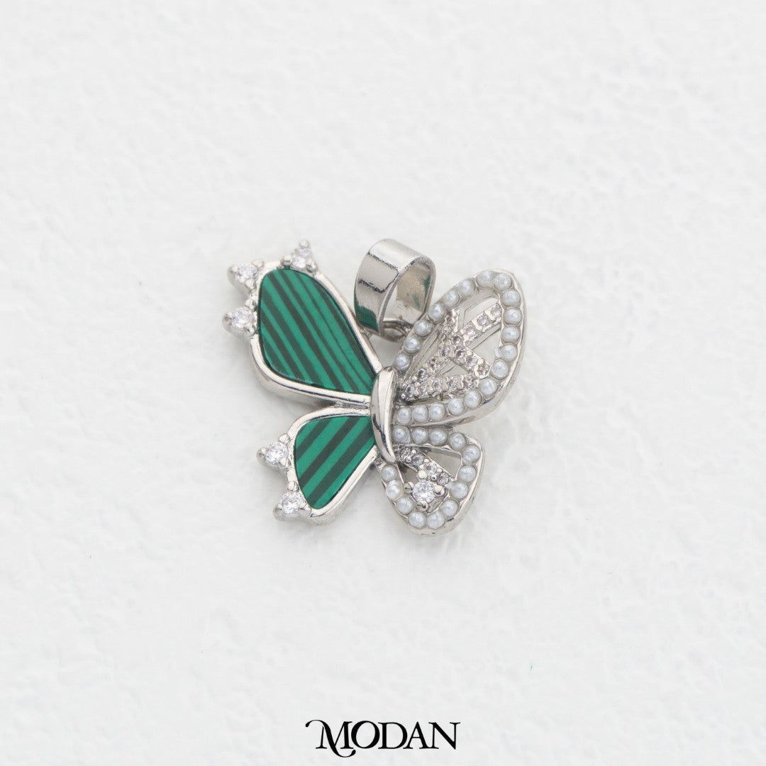 Green Malachite Butterfly Wings DIY Charm Liontin Kupu-Kupu Hijau Hypoallergenic Gold Filled