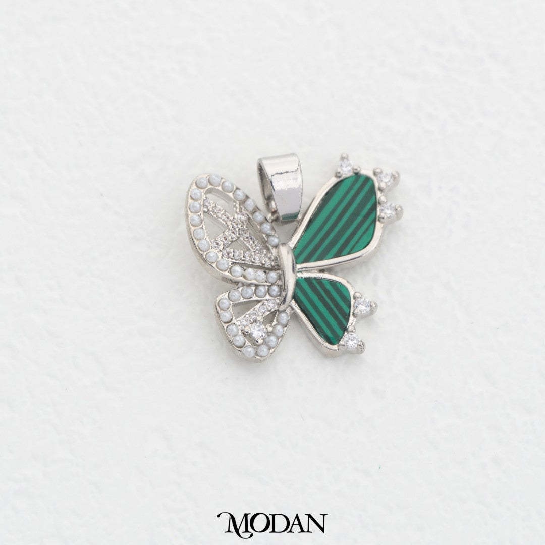 Green Malachite Butterfly Wings DIY Charm Liontin Kupu-Kupu Hijau Hypoallergenic Gold Filled
