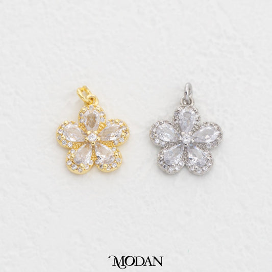 Mini Chunky Daisy DIY Charm Liontin Bunga Lily Kecil Hypoallergenic Gold Filled