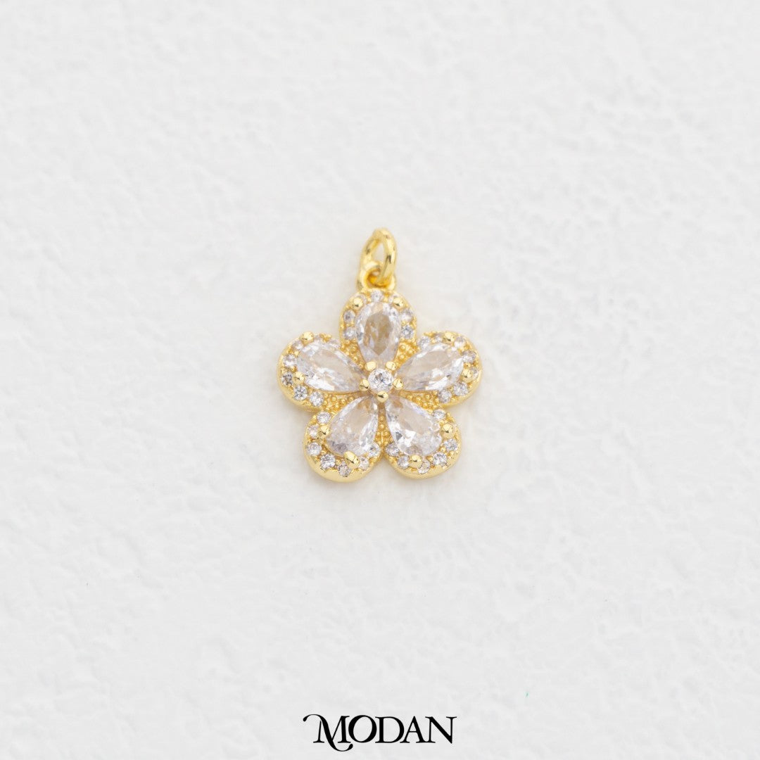 Mini Chunky Daisy DIY Charm Liontin Bunga Lily Kecil Hypoallergenic Gold Filled