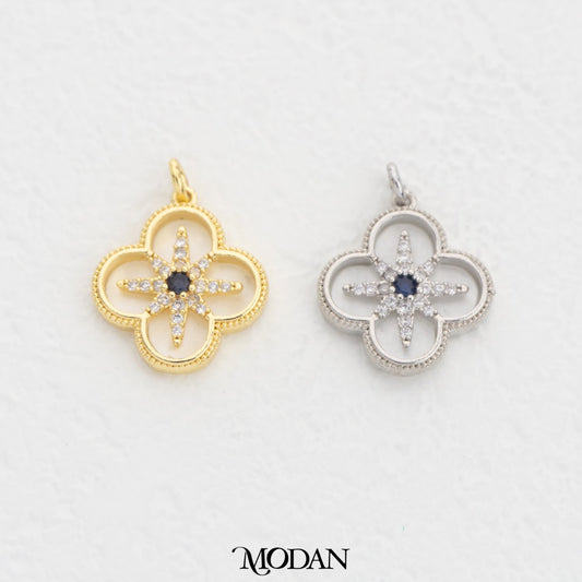 Minimalist Sunburst Clover DIY Charm Liontin Daun Semanggi Bintang Hypoallergenic Gold Filled