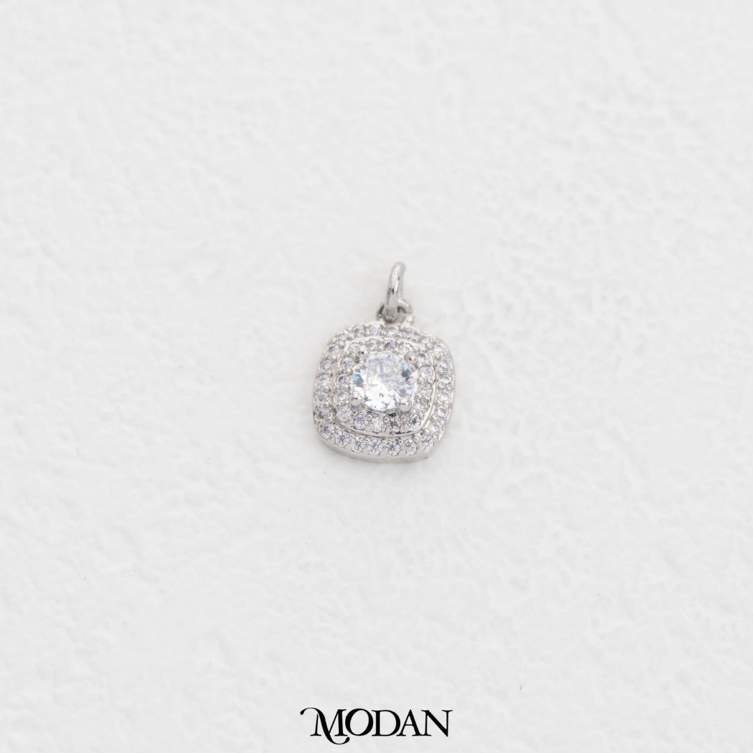 Micro Paved Radiant Bridal Square DIY Charm Liontin Kotak Pesta Hypoallergenic Gold Filled