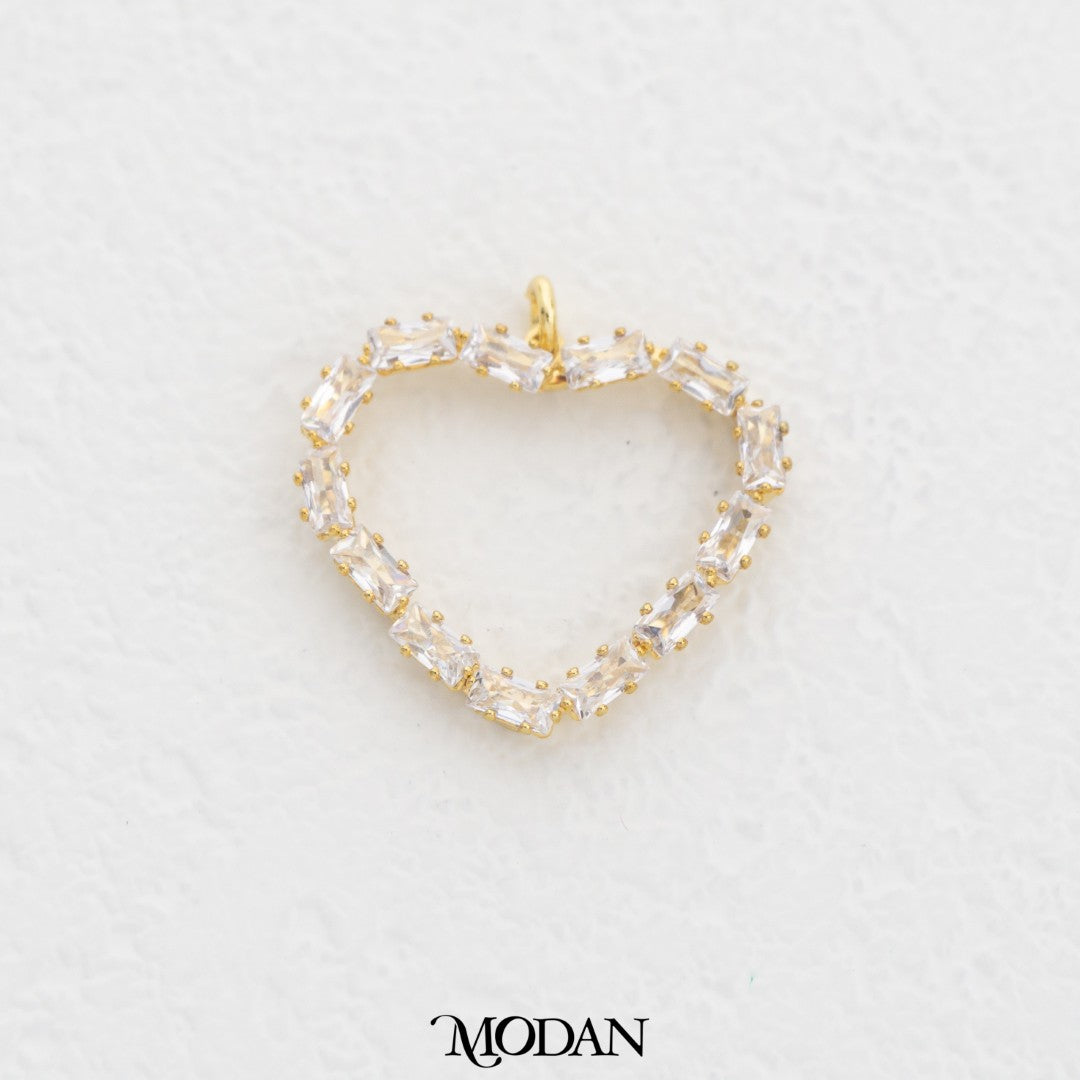 Sparkling Big Heart DIY Charm Liontin Hati Besar Hypoallergenic Gold Plated