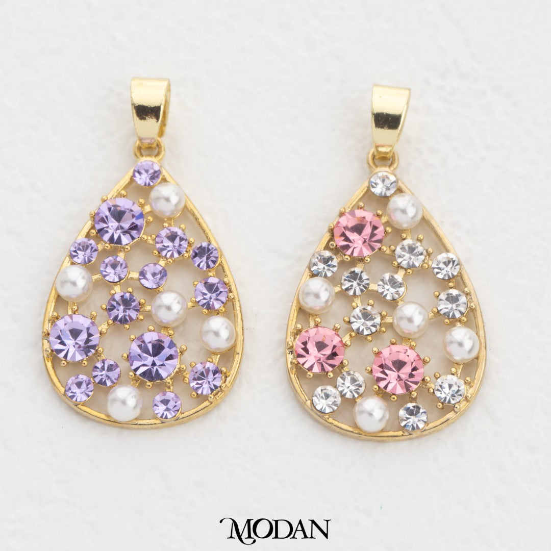 Pink And Purple Pearl Teardrop Pendant DIY Pendant Liontin Tetes Air Pink Dan Ungu Hypoallergenic Gold Plated