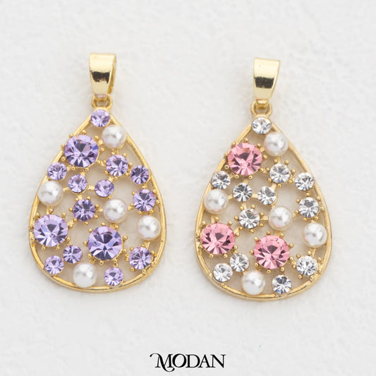 Pink And Purple Pearl Teardrop Pendant DIY Pendant Liontin Tetes Air Pink Dan Ungu Hypoallergenic Gold Plated
