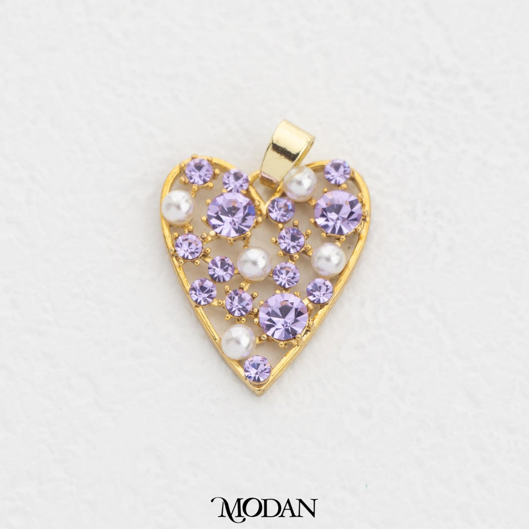 Pink And Purple Pearl Heart Pendant DIY Pendant Liontin Hati Pink Dan Ungu Hypoallergenic Gold Plated