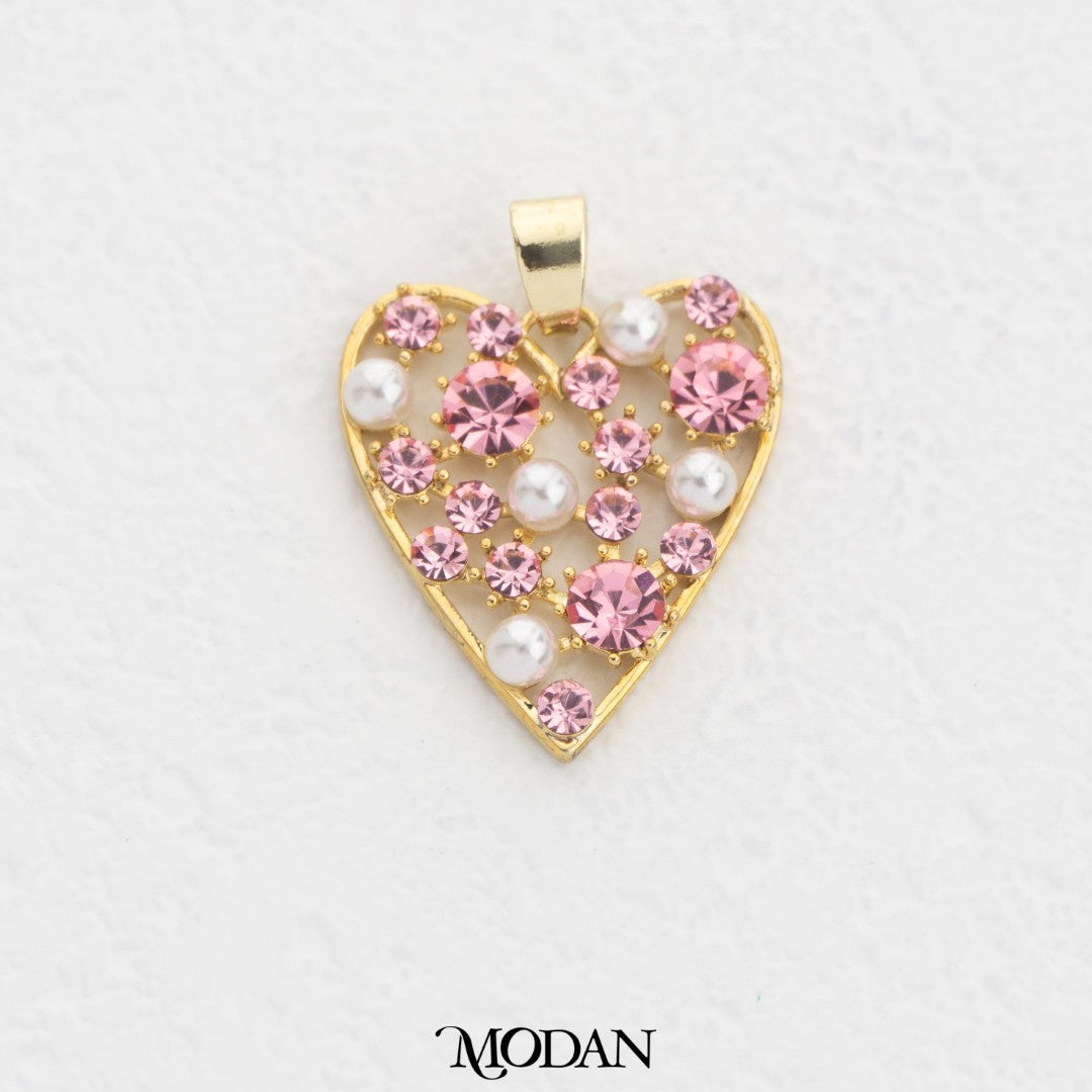 Pink And Purple Pearl Heart Pendant DIY Pendant Liontin Hati Pink Dan Ungu Hypoallergenic Gold Plated