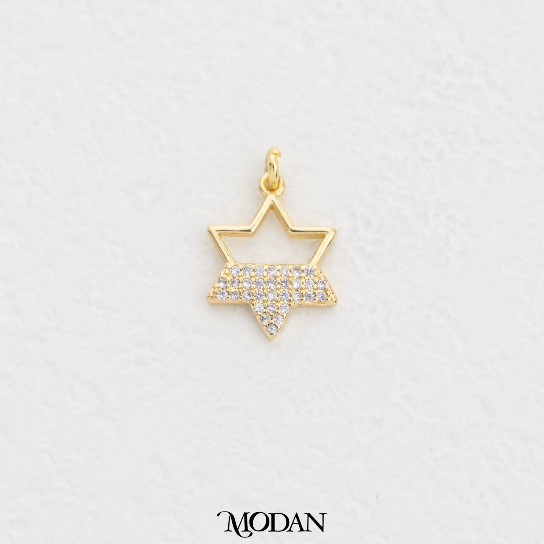 Half Micro Paved Star DIY Charm Liontin Bintang Batuan Kecil Hypoallergenic Gold Filled