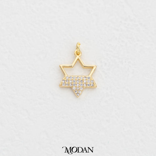Half Micro Paved Star DIY Charm Liontin Bintang Batuan Kecil Hypoallergenic Gold Filled