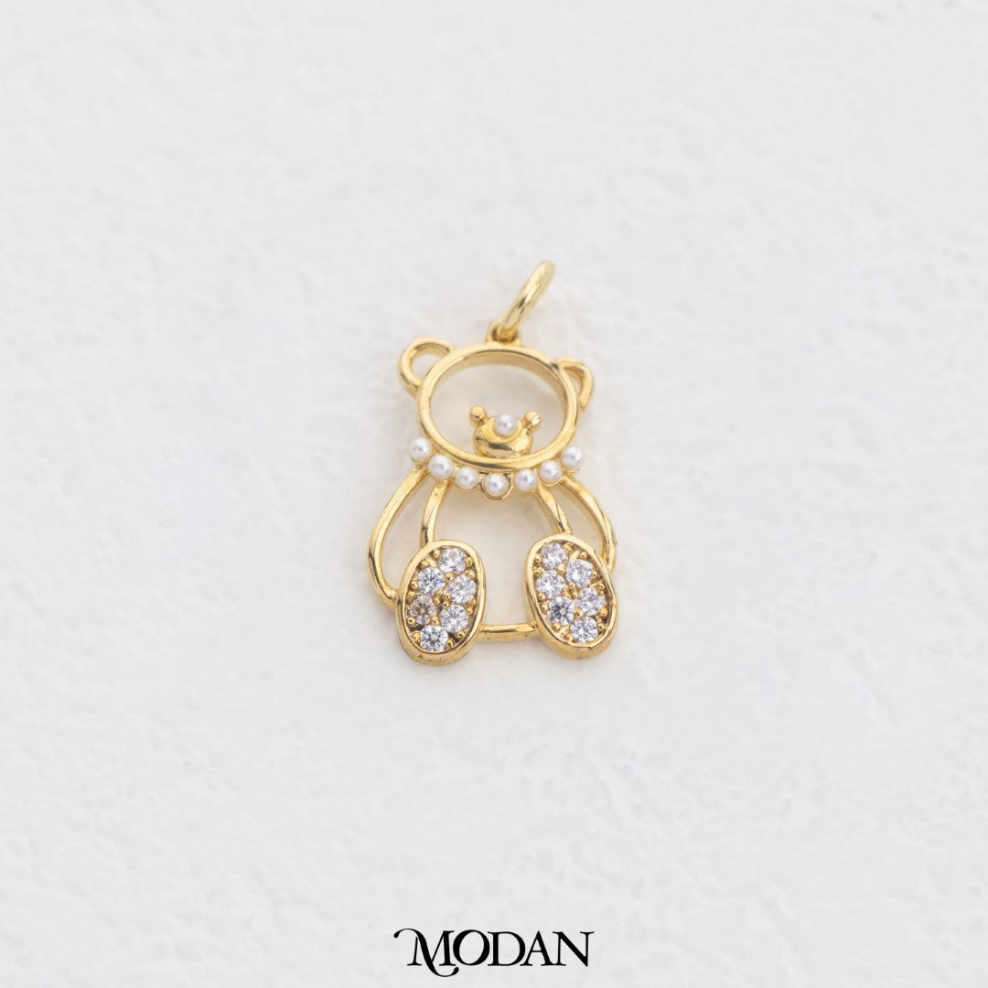 Adorable Sparkling Bear DIY Charm Liontin Beruang Lucu Hypoallergenic Gold Filled