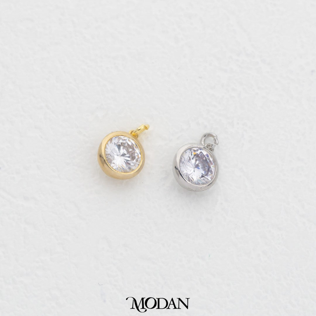 Plain Round DIY Charm Liontin Bulat Polos Hypoallergenic Gold Plated