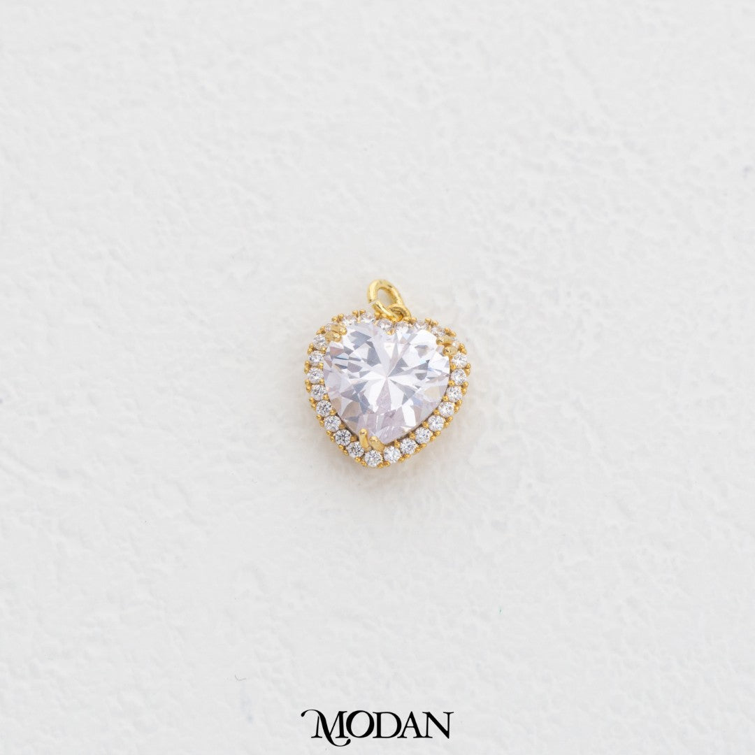 Bridal Micro Paved Heart DIY Charm Liontin Hati Butiran Pasir Hypoallergenic Gold Plated