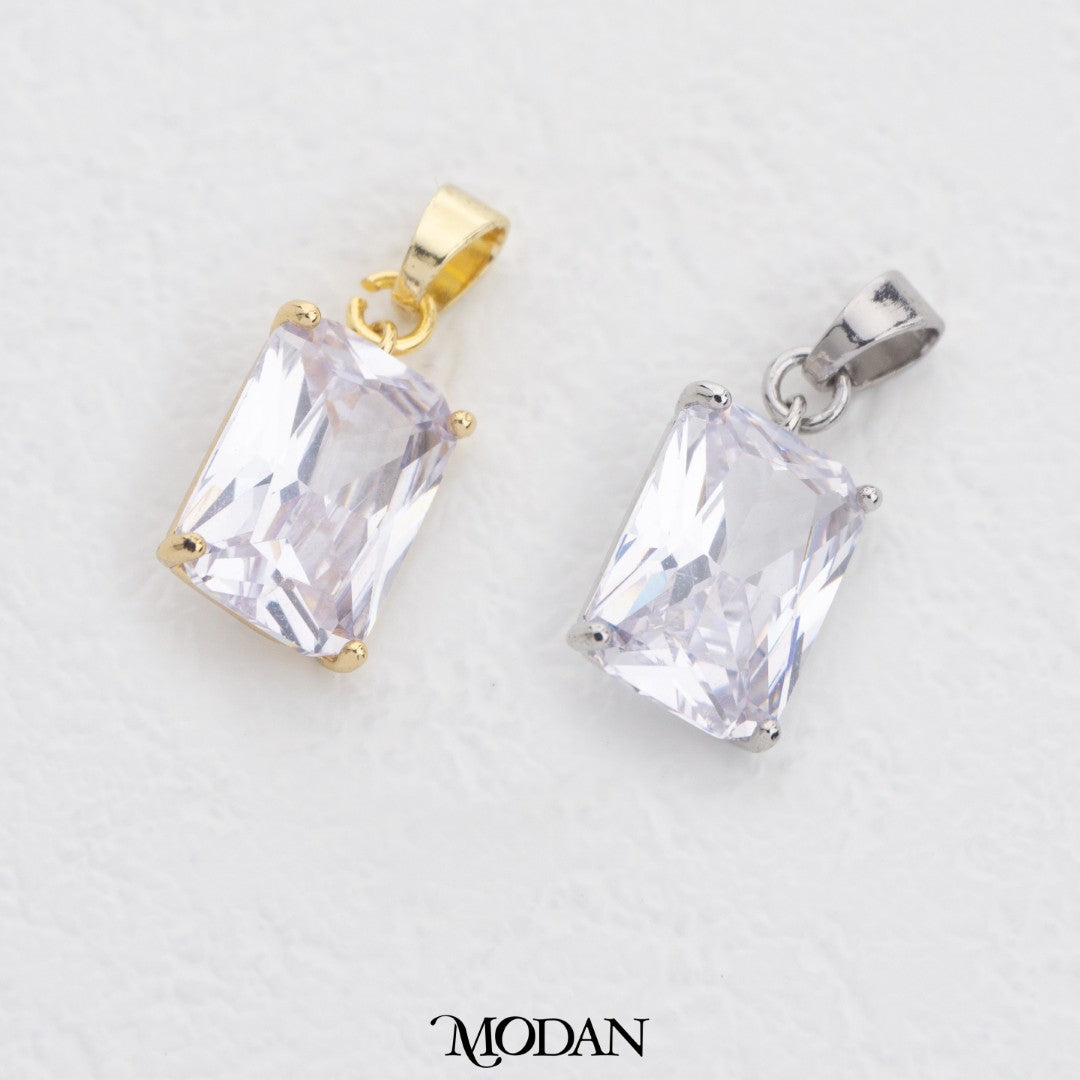 Sparkling Colorful Rectangle DIY Charm Liontin Persegi Panjang Warna Warni Hypoallergenic Gold Filled