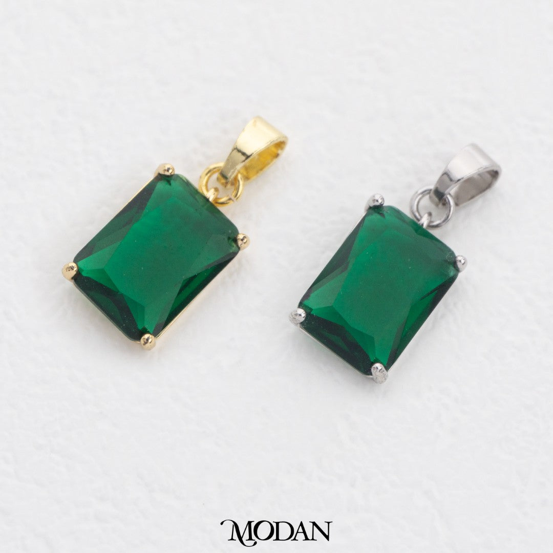 Sparkling Colorful Rectangle DIY Charm Liontin Persegi Panjang Warna Warni Hypoallergenic Gold Filled